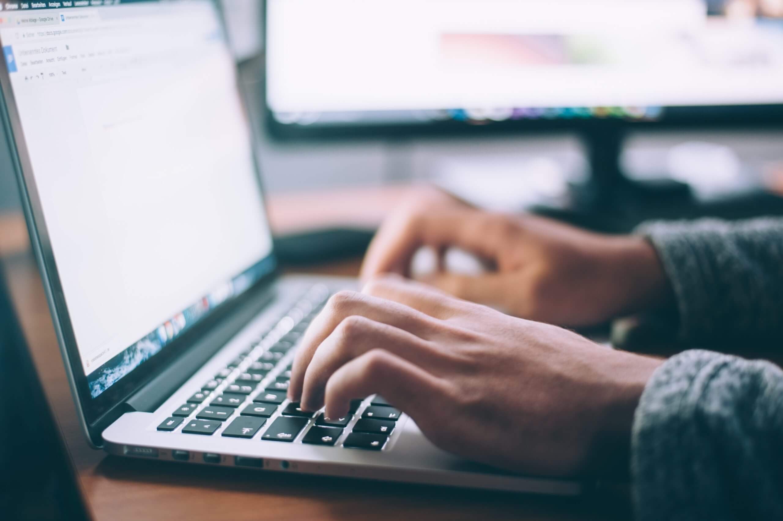 Employee completing survey on a computer