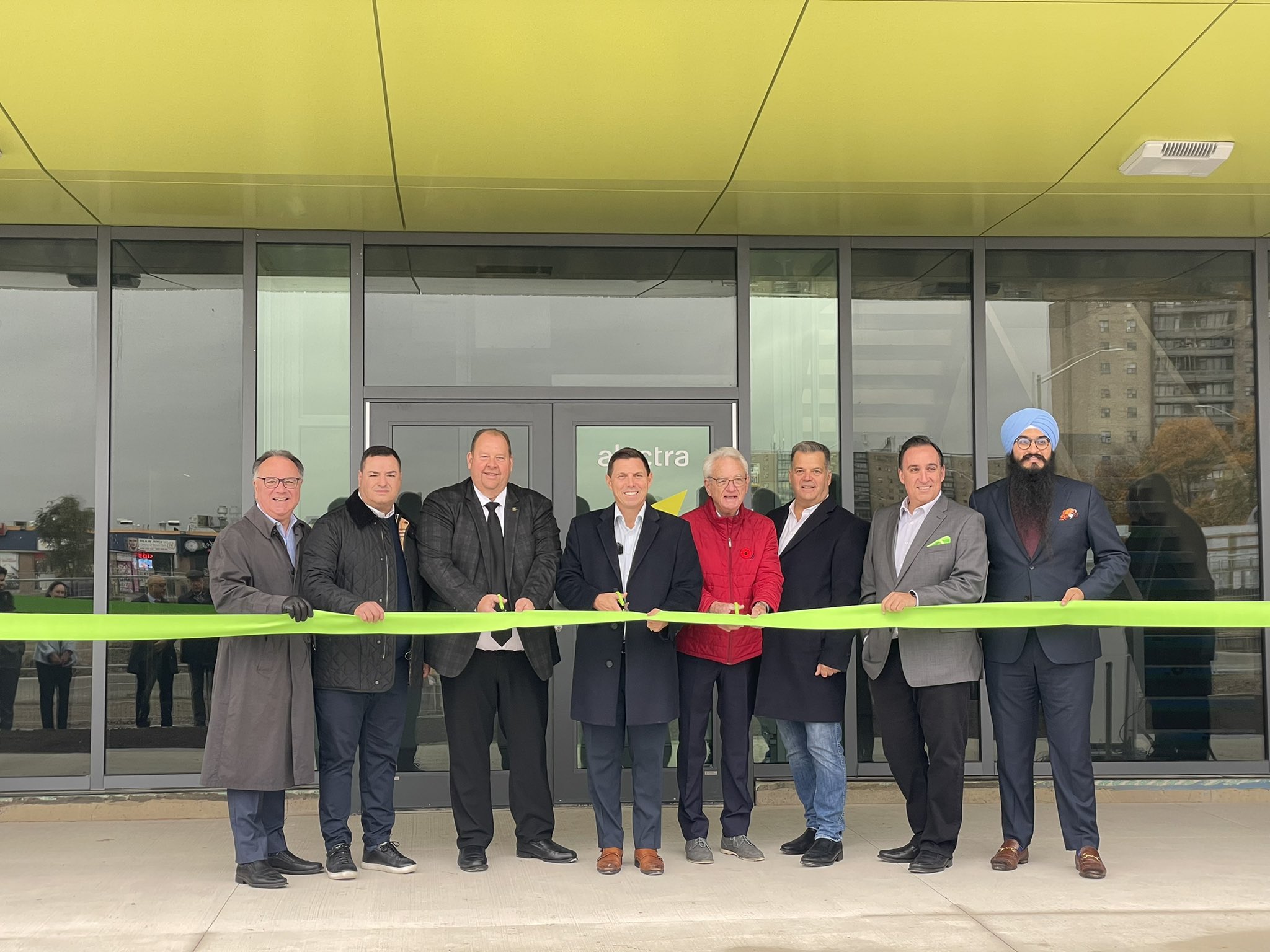 Mayor Patrick Brown and members of City Council cut the ribbon at Alectra Utilities' new Brampton operations centre on Oct. 30, 2023.